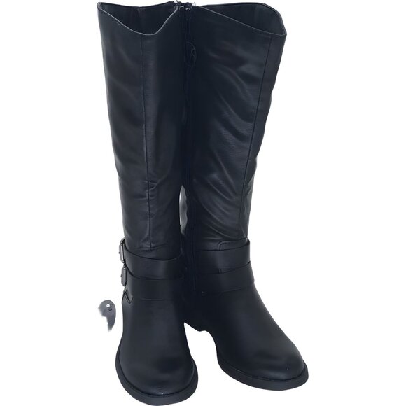 Stylish Women's Black Maliaa Riding Boots with Buckle - Size 5M - Picture 1 of 6